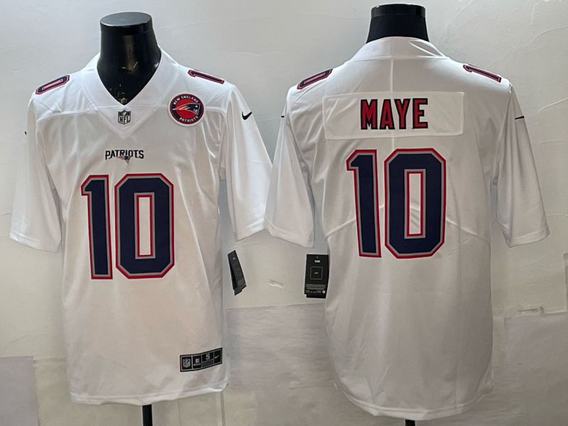 Men 2026 New England Patriots #10 Maye white Nike Limited NFL Jersey style 003